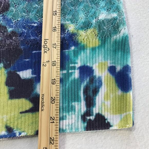 St John womens M abstract floral button up open knit cardigan ruffles cotton - Picture 4 of 12